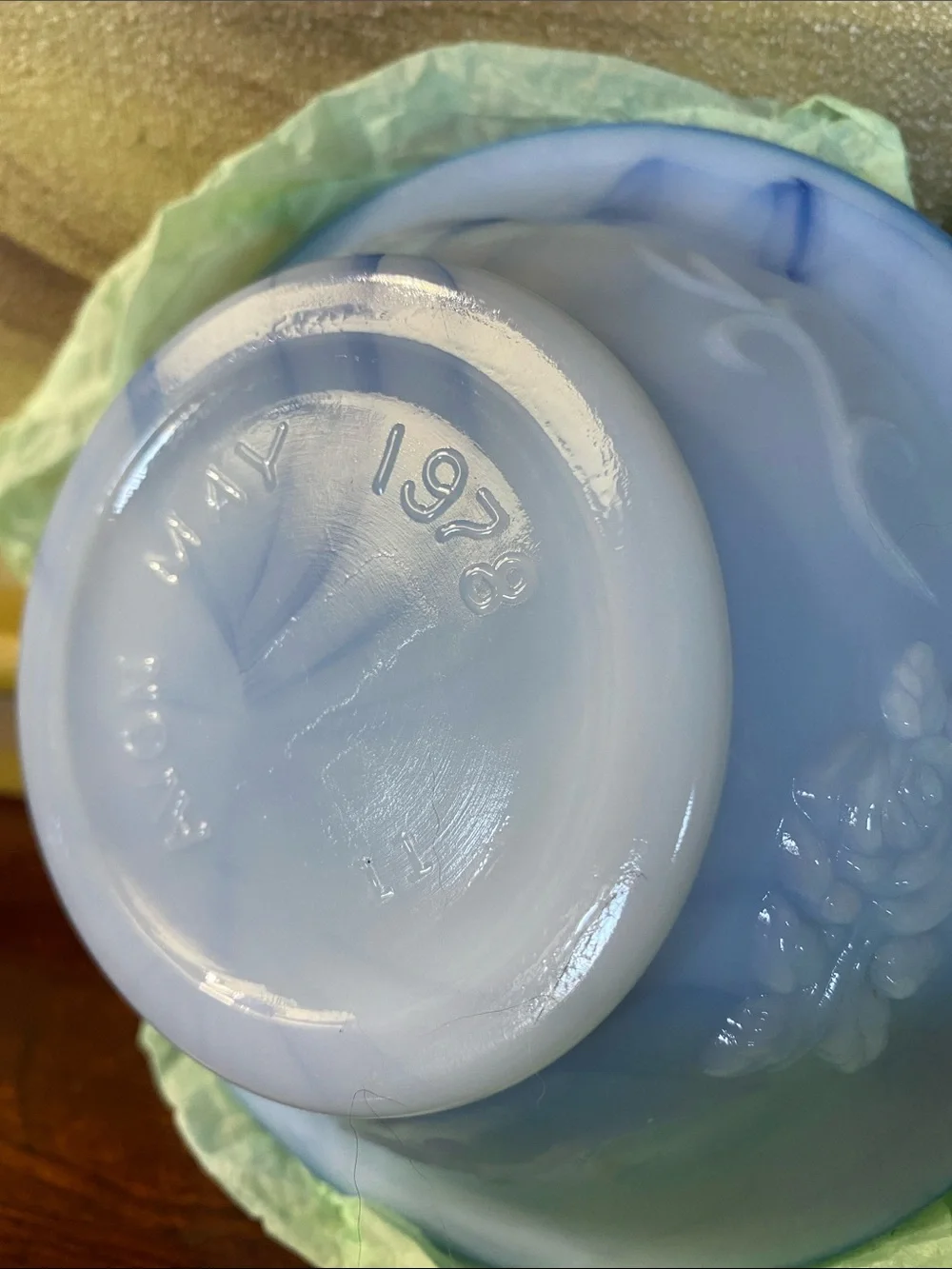Avon Victoriana  Blue Slag Pitcher & Bowl Set